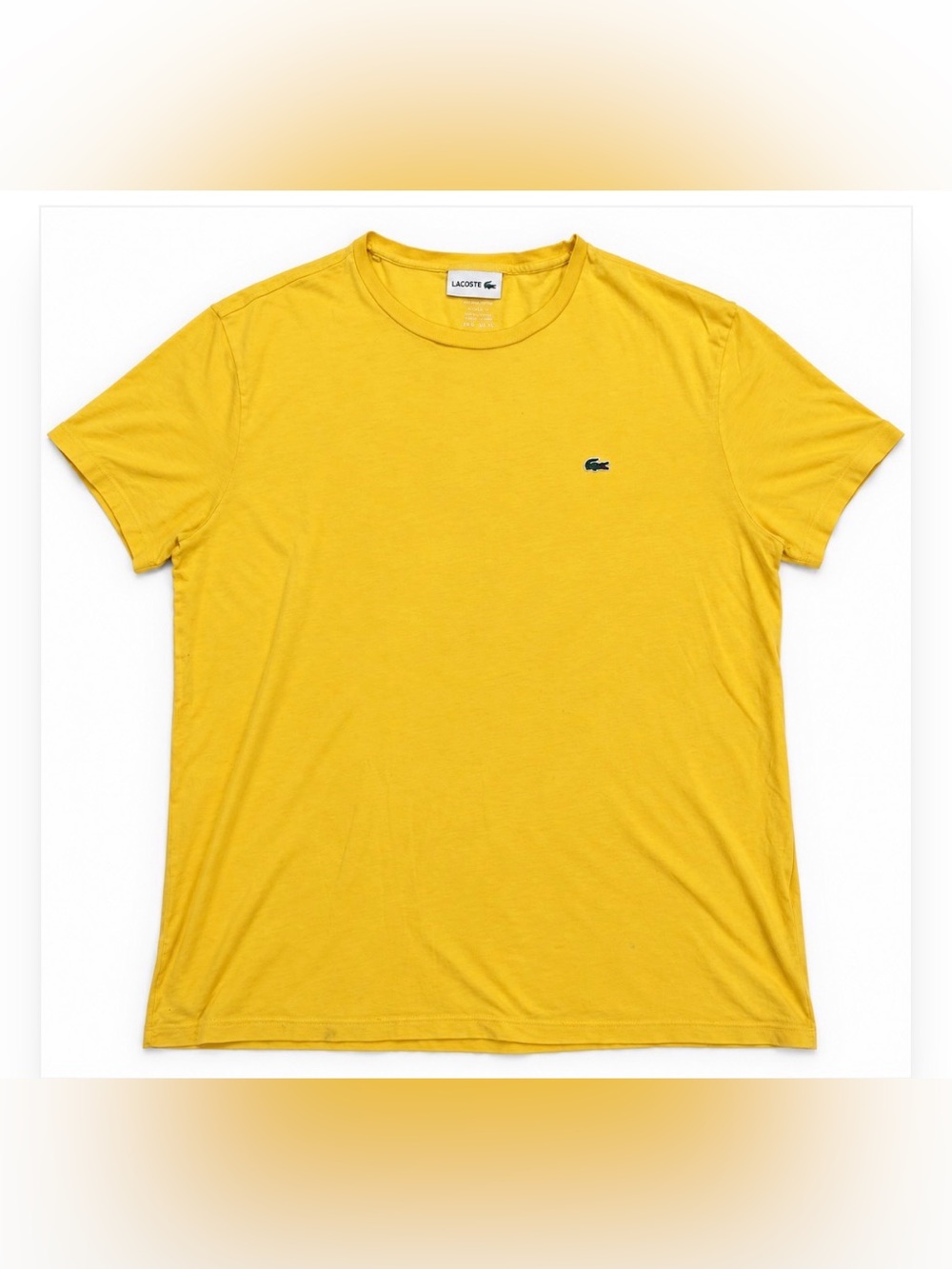 Lacoste Men’s XL Yellow Pima Cotton Crocodile Logo T-Shirt TH6709